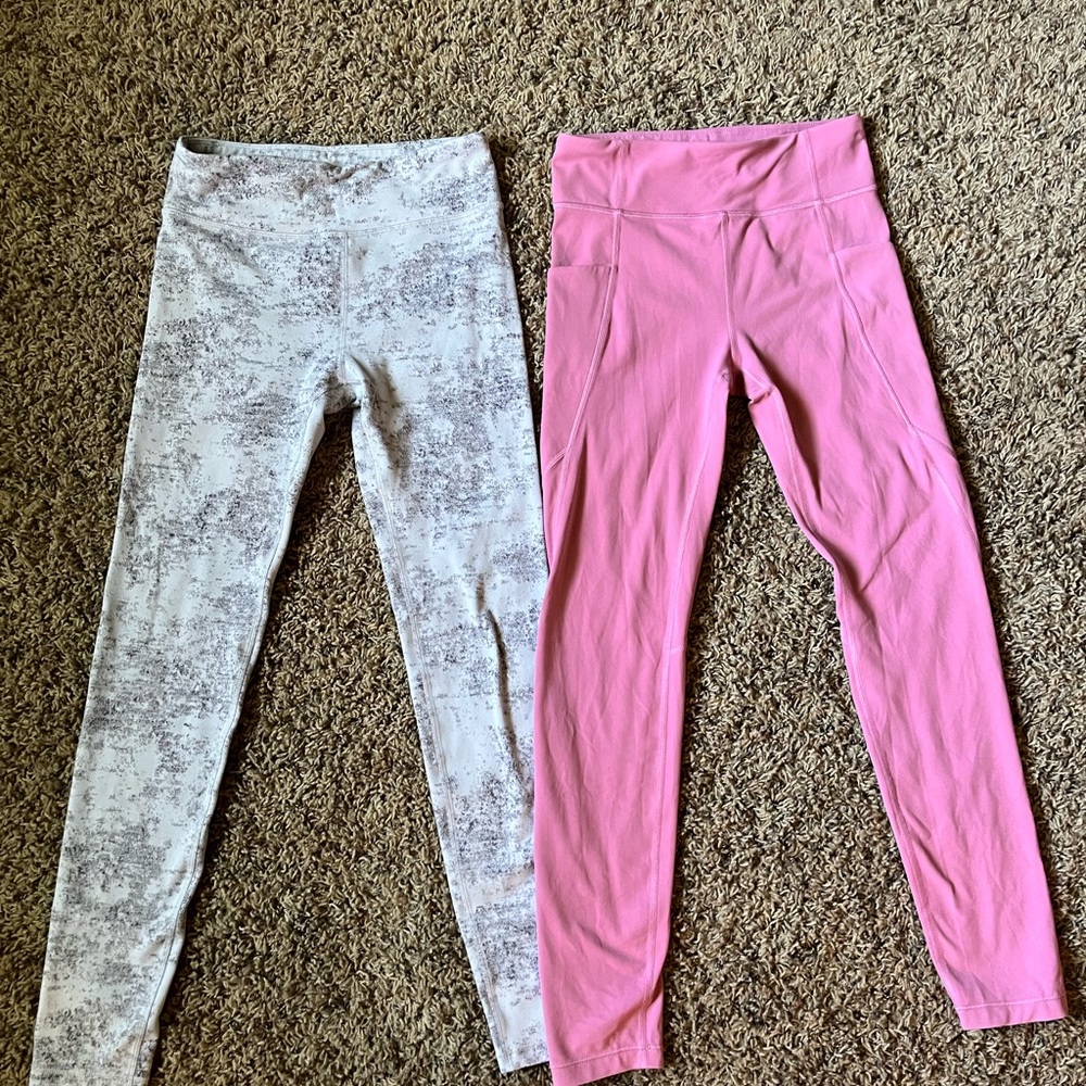 Athleta Kids Leggings in Pink and Gray